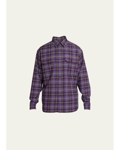 Givenchy Plaid Lumberjack Button-down Shirt - Purple