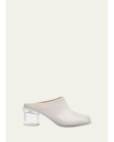 MM6 by Maison Martin Margiela Cotton Clear-heel Slide Mules - White