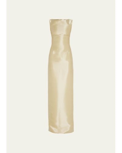 Ralph Lauren Collection Arella Boat-neck Satin Long Dress - White