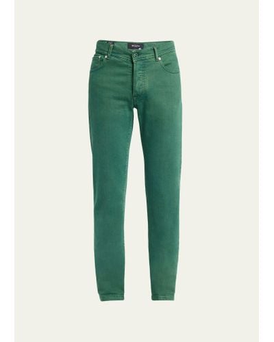 Kiton Slim Fit Denim 5-pocket Pants - Green