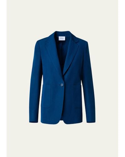 Akris Punto Changent Linen Blazer Jacket - Blue