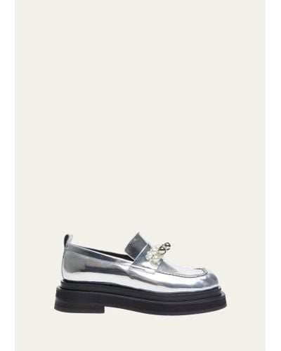 Simone Rocha Metallic Bell Charms Leather Loafers - White