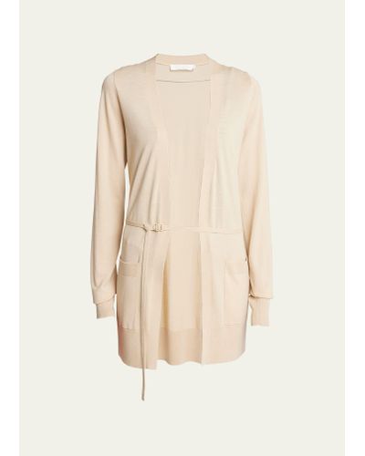 Chloé Open-front Wool Knit Cardigan - Natural