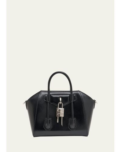 Givenchy Antigona Lock Mini Top Handle Bag In Box Leather - Black