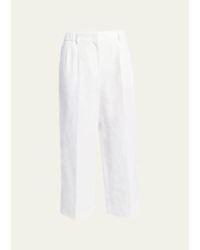 Giorgio Armani Linen Straight-leg Pants - White