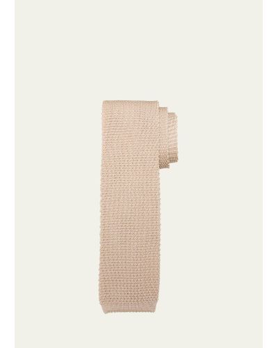 Brunello Cucinelli Silk-cotton Knit Tie - Natural