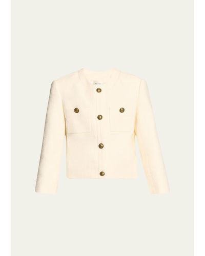 FRAME Collarless Tailored Jacket - Natural