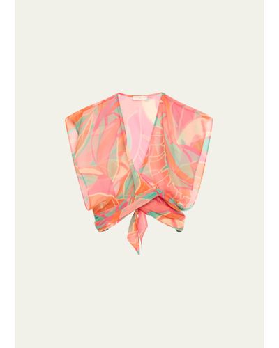 Ramy Brook Antonella Semi-sheer Printed Blouse - Pink