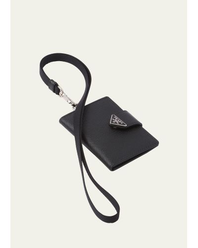 Prada Keychain Strap Saffiano Card Holder - Black