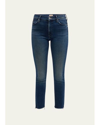 Mother The Mid-rise Dazzler Ankle Fray Jeans - Blue