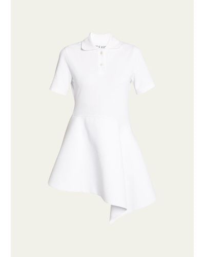 JW Anderson Asymmetric Short-sleeve Mini Polo Dress - White