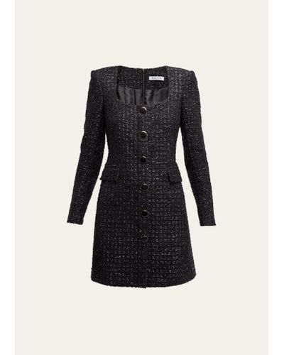 Veronica Beard Rino Button-front Tweed Mini Dress - Black