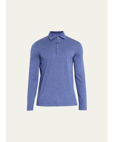 Cesare Attolini Cashmere-silk Polo Shirt - Blue