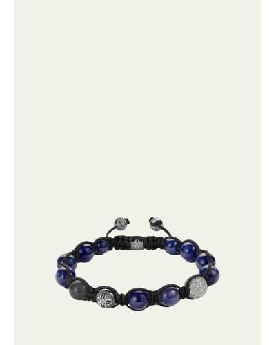 Shamballa Jewels Braided Bead Bracelet W/ White Diamonds - Blue