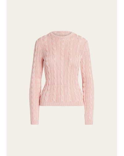 Ralph Lauren Collection Cable High-shine Silk Sweater - Pink