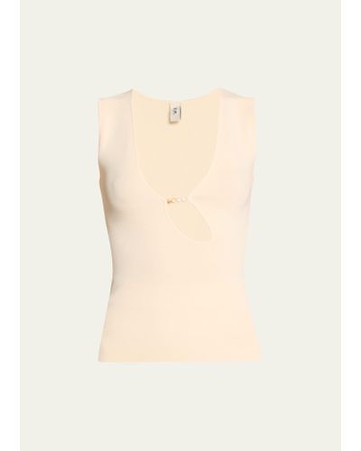 Sir. The Label Kinetic Cut-out Beaded Tank Top - Natural
