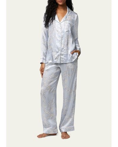 Bedhead Floral-print Silk Pajama Set - Gray