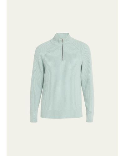 Bergdorf Goodman 7-gauge Ribbed Cashmere Sweater - Blue