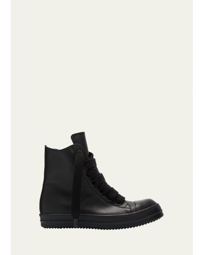 Rick Owens Jumbo Laced Leather High-top Sneakers - Black