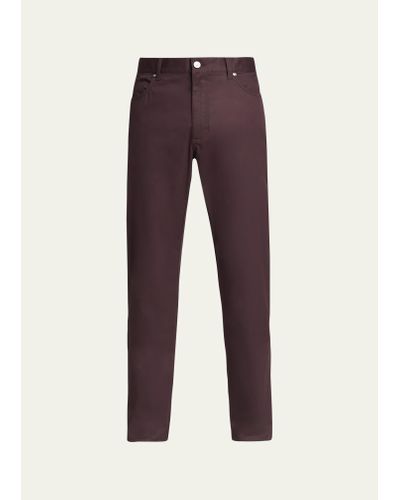 Zegna Premium Cotton 5-pocket Pants - Purple
