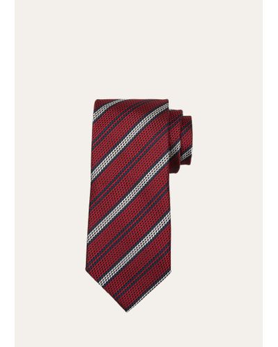 ZEGNA Multi-stripe Silk Jacquard Tie - Red
