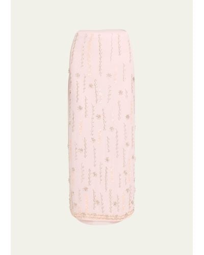 LoveShackFancy Goodall Embellished Column Midi Skirt - Pink