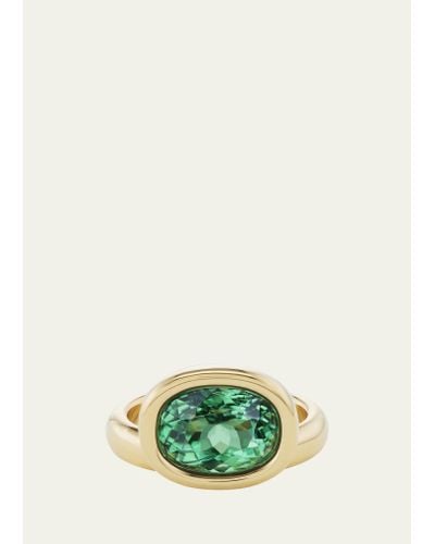 Brent Neale One-of-a-kind Off-set Pillow Ring With Oval Green Tourmaline