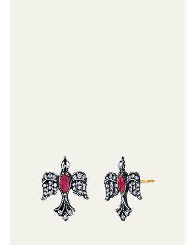 Arman Sarkisyan Diamond And Ruby Baby Bird Stud Earrings - White