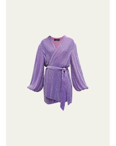 retroféte Gabrielle Sequined Wrap Dress - Purple