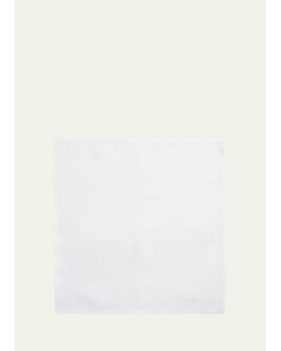 Ralph Lauren Purple Label Solid Linen Pocket Square - White