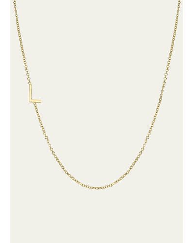 Zoe Lev 14k Yellow Gold Asymmetrical Initial T Necklace - Natural