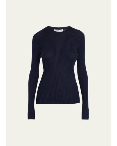 Gabriela Hearst Browning Cashmere Ribbed Top - Blue