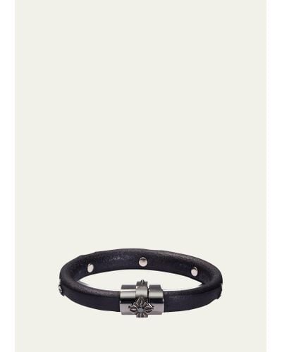 Shamballa Jewels Korne Leather & Black Rhodium Bracelet - White