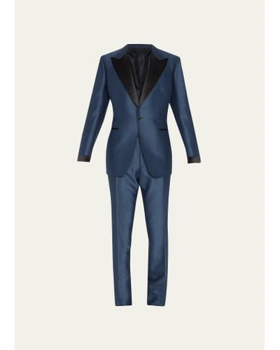 Tom Ford Shelton Tuxedo With Contrast Trim - Blue