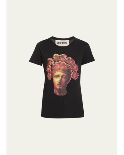 Libertine Flower Crown Printed T-shirt - Black