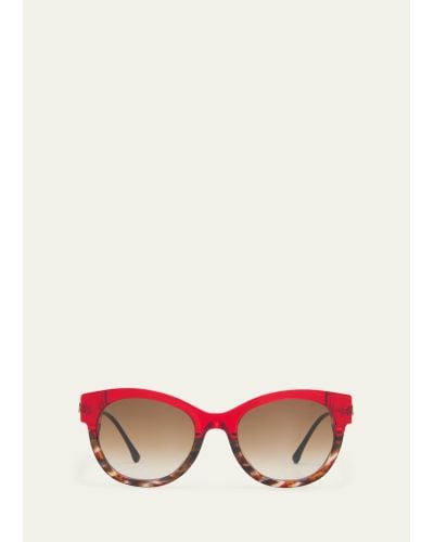 Thierry Lasry Peachy Acetate Round Sunglasses - Red