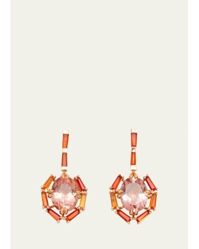 Nak Armstrong Tote Earrings With Pink Tourmaline And Fire Opal - White