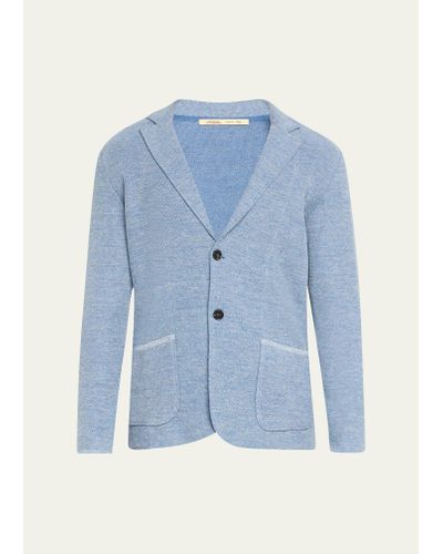 Baldassari Melange Pique Stitch Sweater Jacket - Blue