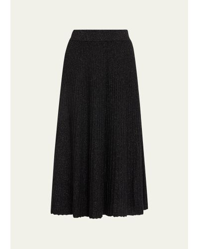 Lisa Yang Amelia Cashmere Sparkle Knit Midi Skirt - Black
