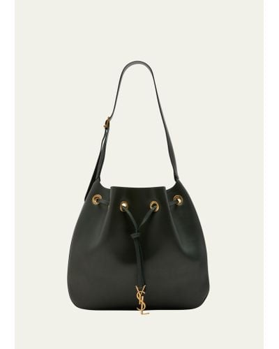 Saint Laurent Paris Vii Medium Ysl Hobo Bag In Smooth Leather - Black