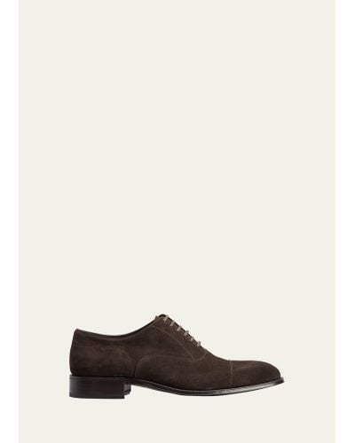 Tom Ford Clayton Cap Toe Suede Oxfords - White