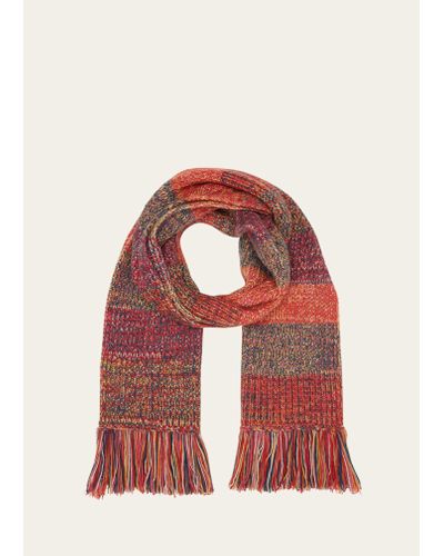 The Elder Statesman Cosmica Cashmere Knit Scarf - Red