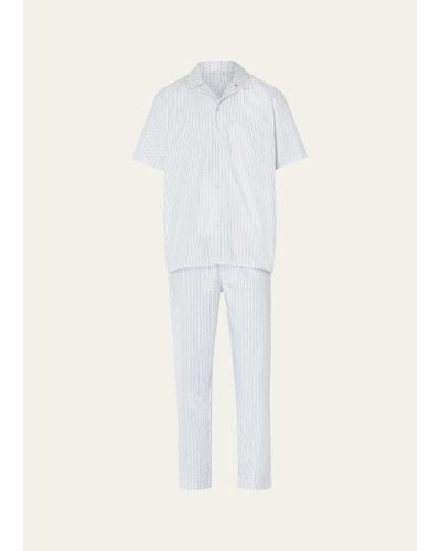 Hanro Carl Cotton Short-sleeve Pajama Set - White