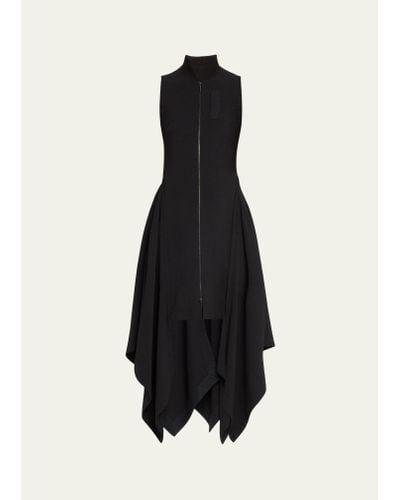 Jason Wu Fluid Crepe Bomber Fit-flare Handkerchief Midi Dress - Black