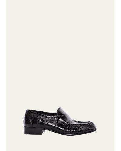 The Row Soft Leather Flat Loafers - White