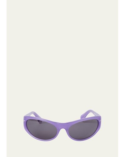 Off-White c/o Virgil Abloh Napoli Logo Acetate Wrap Sunglasses - White