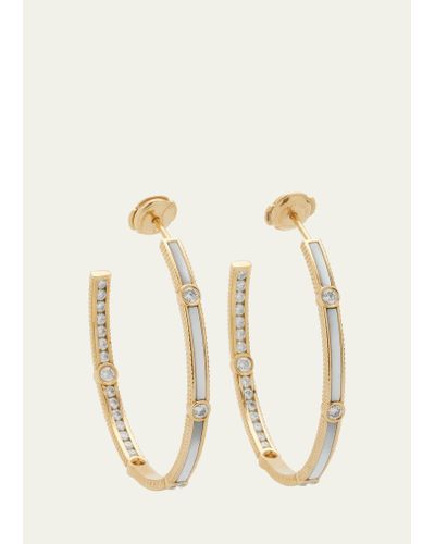 Viltier Rayon Extra-large Mother-of-pearl Hoop Earrings With 18k Yellow Gold And Diamonds - Natural