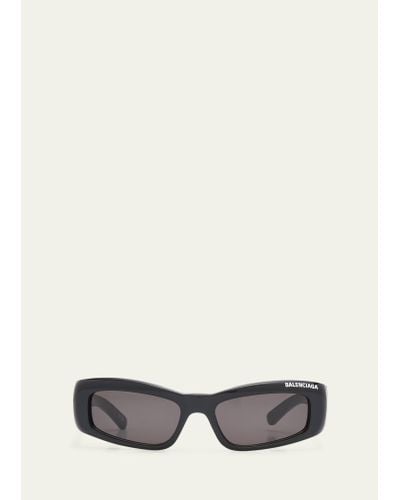 Balenciaga Square Acetate Sunglasses With Etched Logo - Natural