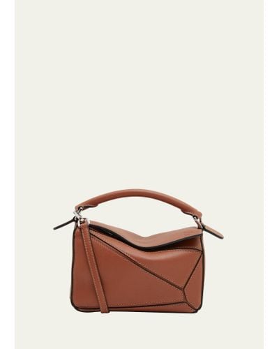 Loewe Puzzle Edge Mini Leather Shoulder Bag - Brown