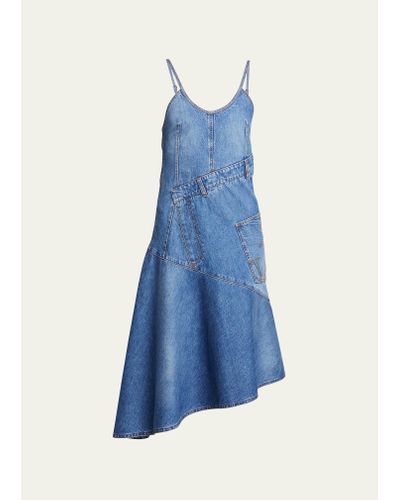 JW Anderson Sleeveless Twisted Denim Midi Dress - Blue
